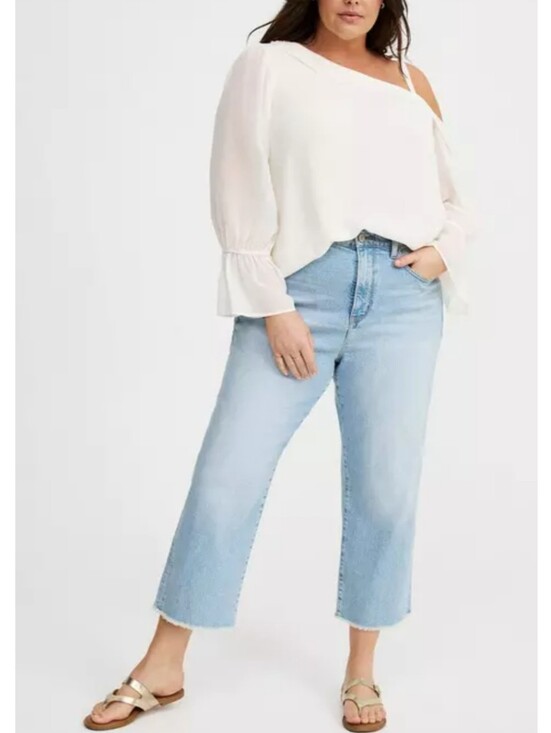 torrid Tops - NEW Torrid 0X Size 12 Chiffon Asymmetrical One-Shoulder Blouse White 3692-CT